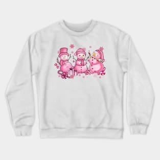 Pink Crhistmas Snowman Crewneck Sweatshirt